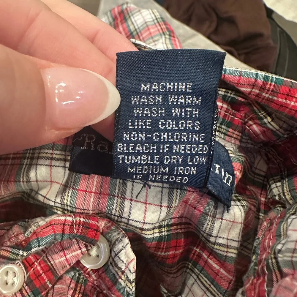 Ralph Lauren Boys Red Plaid Button Down Shirt Long Sleeve Size 5 Preppy Classic